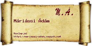 Máriássi Ádám névjegykártya